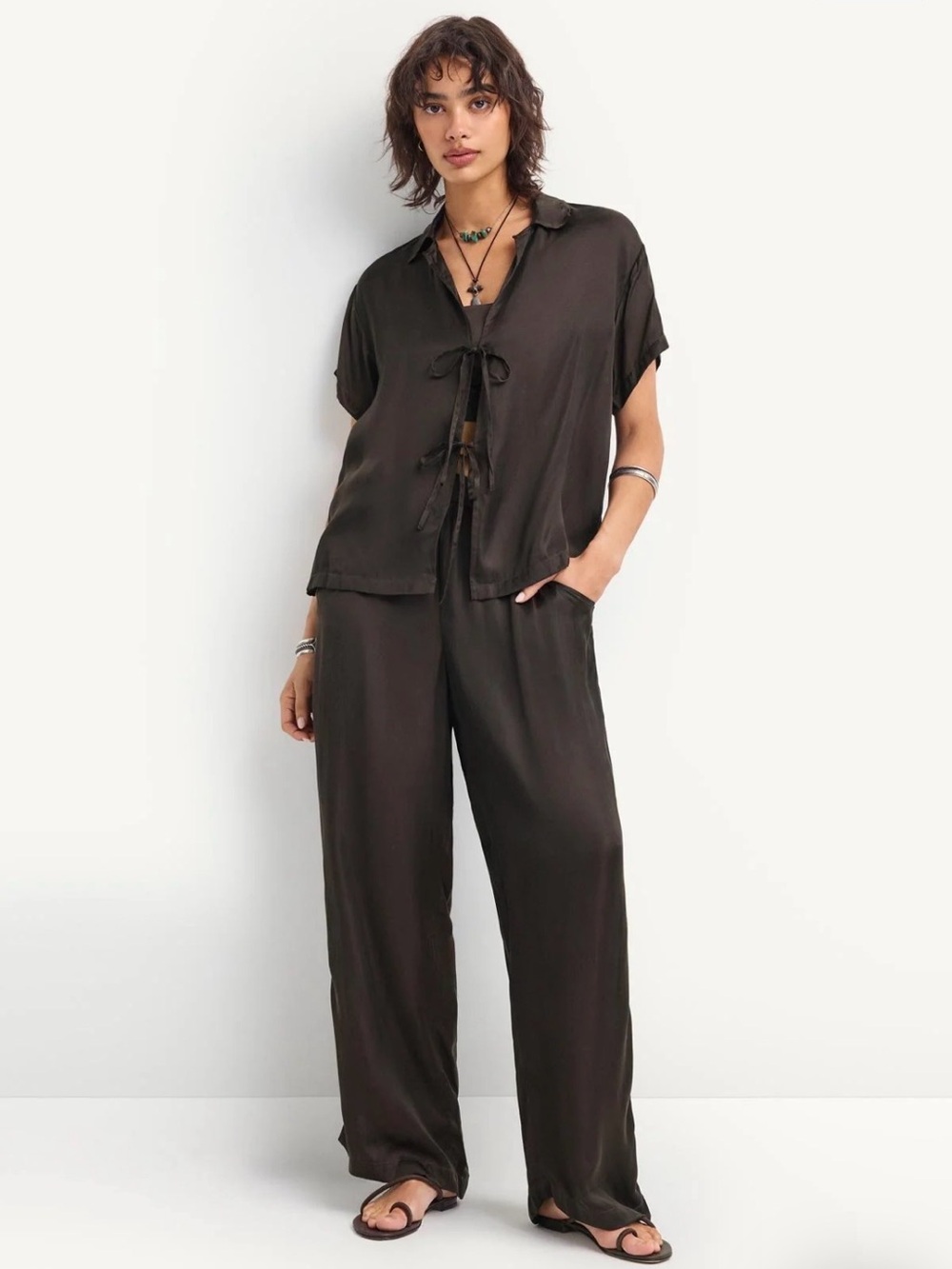 Vitamin A Chocolate Tie-Front Set